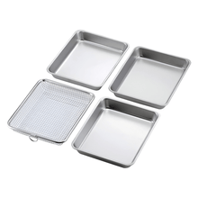 Load image into Gallery viewer, Shimomura Medium Stainless Steel Trays, Oil Drain Rack (4 Pieces) - 시모무라 스테인레스 밧드 세트