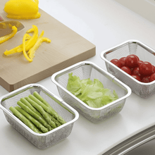 Load image into Gallery viewer, Shimomura Stainless Steel Mini Rectangular Bowls and Colanders (Set of 3) - 시모무라 스테인레스 미니 사각볼 세트