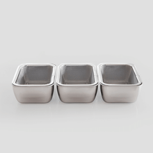 Load image into Gallery viewer, Shimomura Stainless Steel Mini Rectangular Bowls and Colanders (Set of 3) - 시모무라 스테인레스 미니 사각볼 세트