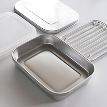 Load image into Gallery viewer, Shimomura Stainless Steel Trays, Oil Drain Racks and Lids (Set of 3, 10 Pieces) - 시모무라 스테인레스 미니 밧드 세트