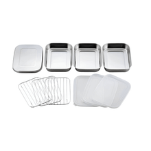 Load image into Gallery viewer, Shimomura Stainless Steel Trays, Oil Drain Racks and Lids (Set of 3, 10 Pieces) - 시모무라 스테인레스 미니 밧드 세트