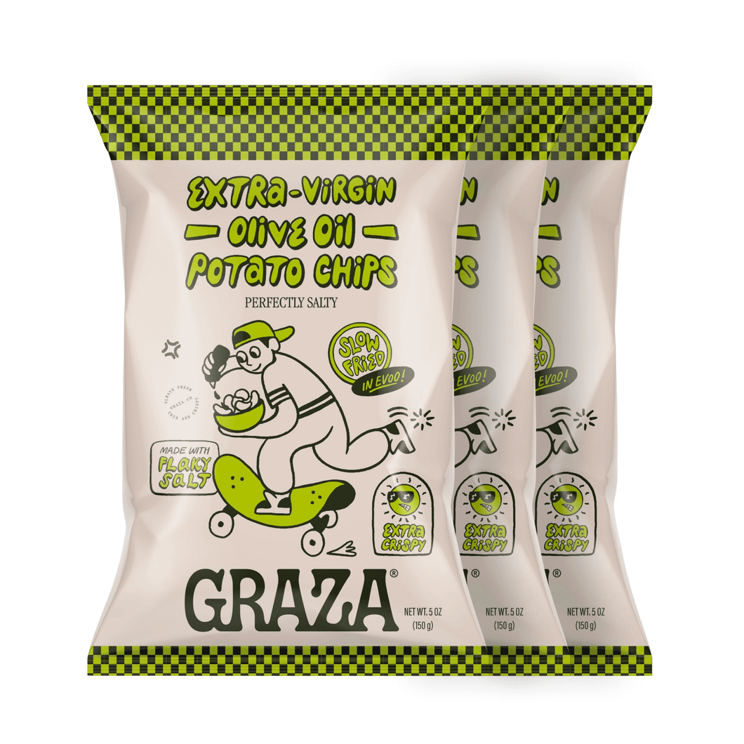 Graza Extra Virgin Olive Oil Potato Chips (Pack of 3) - 그라자 엑스트라 버진 올리브 오일 감자칩