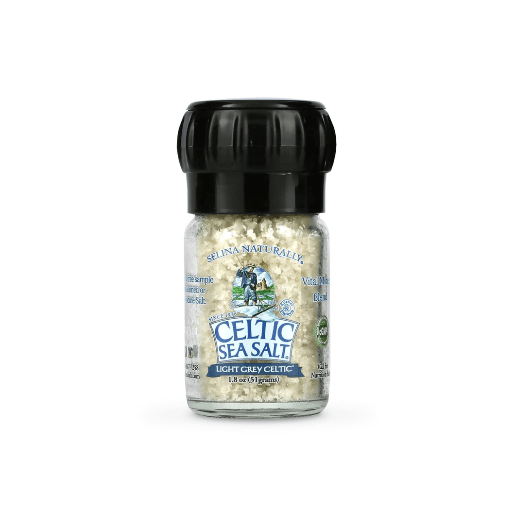 Selina Naturally Mini Grinders with Light Gray Celtic Salt - 내추럴리 켈틱 바다 소금 미니 그라인더 (Best By: Jun. 2032))