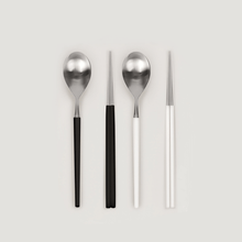 Load image into Gallery viewer, Golden Bell Solid Korean Spoon and Chopsticks - 골든벨 솔리드 한식수저
