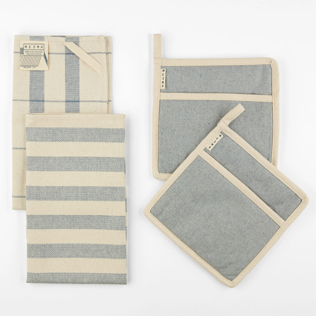 Meema Kitchen Towels and Pot Holder (Set of 4) - 미마 키친타올과 냄비장갑 세트