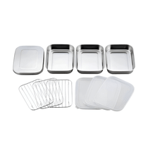 Load image into Gallery viewer, Shimomura Stainless Steel Trays, Oil Drain Racks and Lids (Set of 3, 10 Pieces) - 시모무라 스테인레스 미니 밧드 세트
