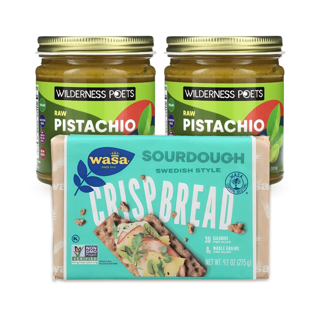 100% Organic Pistachio Nut Butter & Sourdough Crispbread Set - 100% 유기농 피스타치오 버터와 크래커 세트