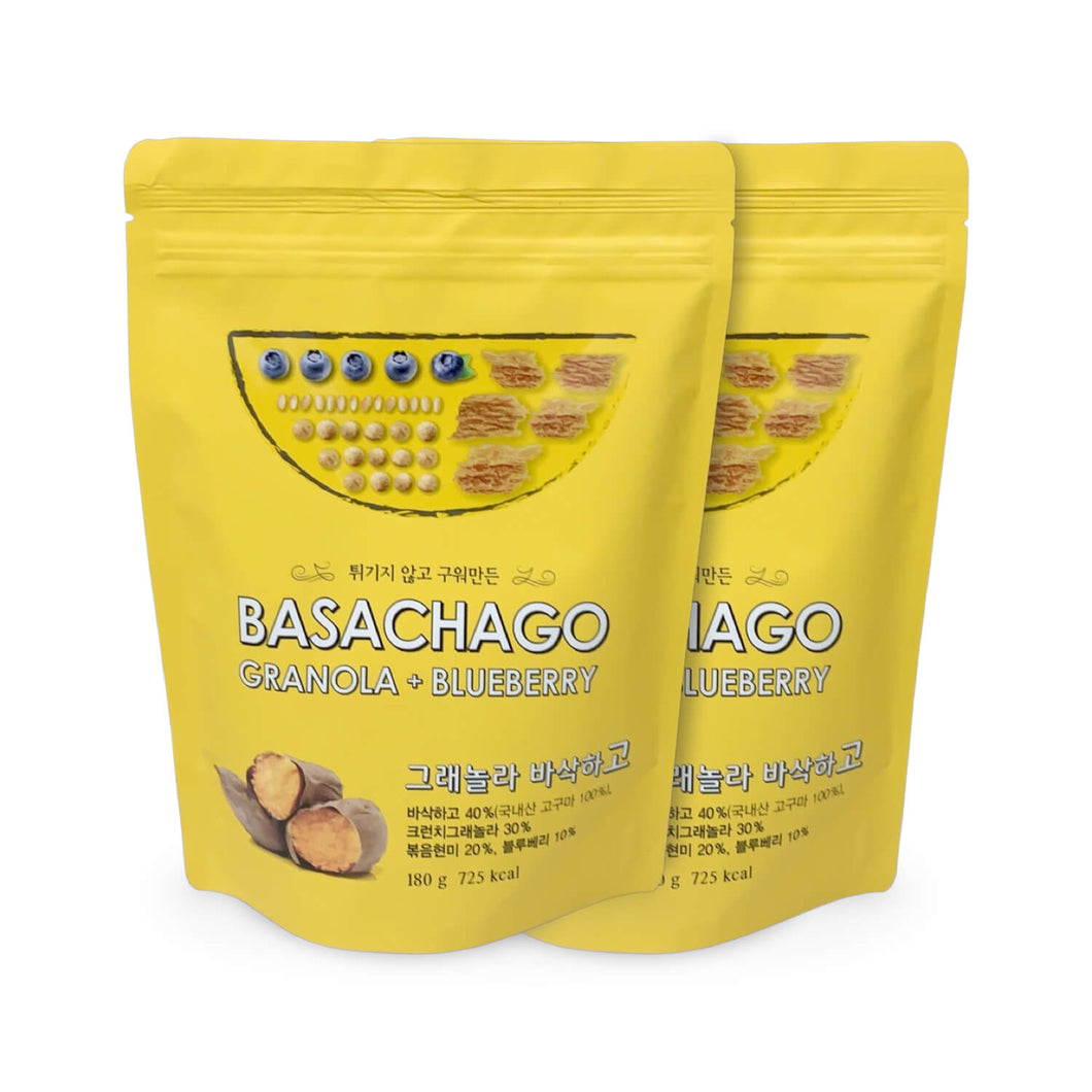 Basachago Granola + Blueberry (Pack of 2) - 그래놀라 바삭하고