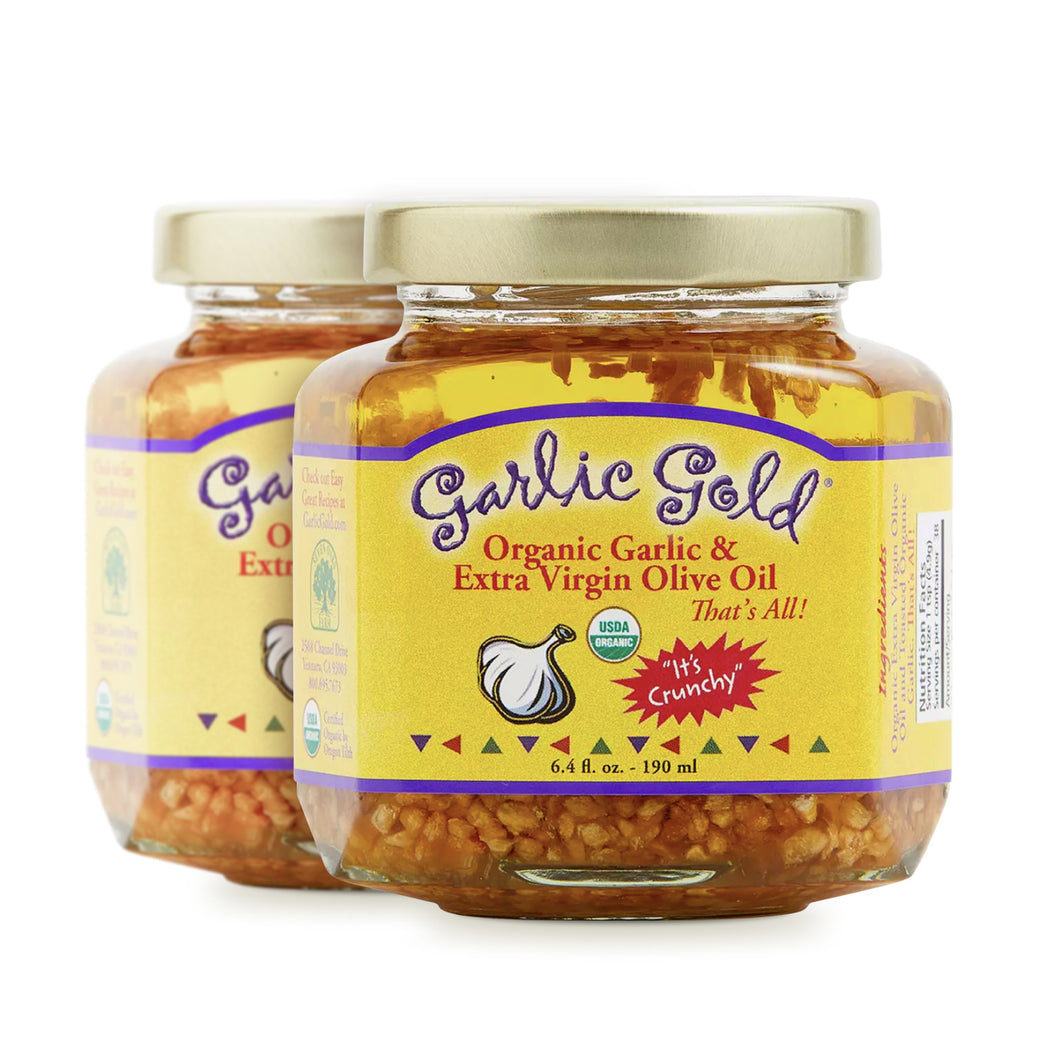 Garlic Gold Garlic & Extra Virgin Olive Oil (Pack of 2) - 갈릭 골드 유기농 마늘 너겟과 엑스트라 버진 올리브 오일 (Best By: Apr. 2028)