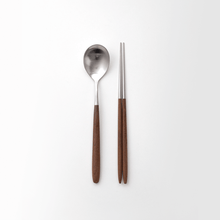 Load image into Gallery viewer, Golden Bell Roma Korean Spoon and Chopsticks - 골든벨 로마 한식수저
