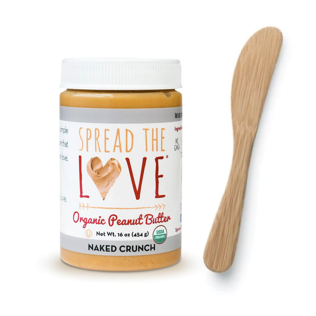 Spread The Love Naked Crunch Organic Peanut Butter & Bambu Organic Bamboo Spreader - 스프레드 더 러브 크런치 유기농 피넛 버터와 밤부 유기농 버터 스프레더